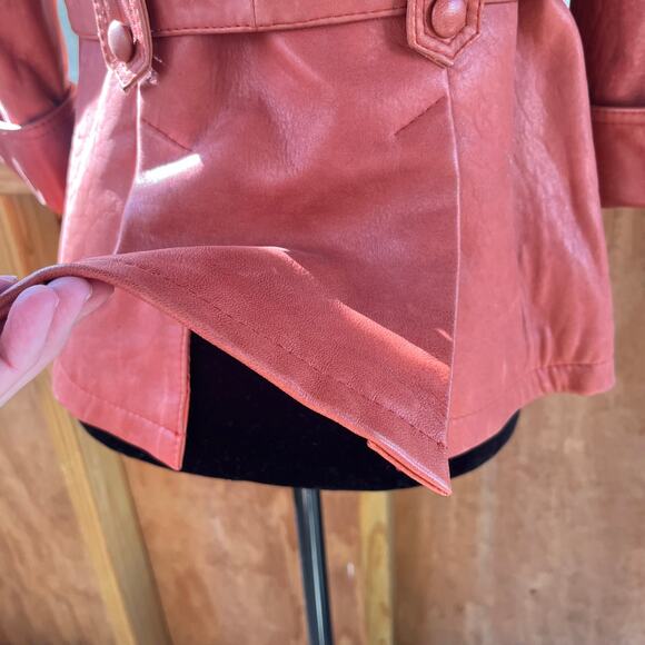 See By Chloe Women's Rusty Red Lamb Leather Belted Jacket Sizes 4 - Picture 11 of 16